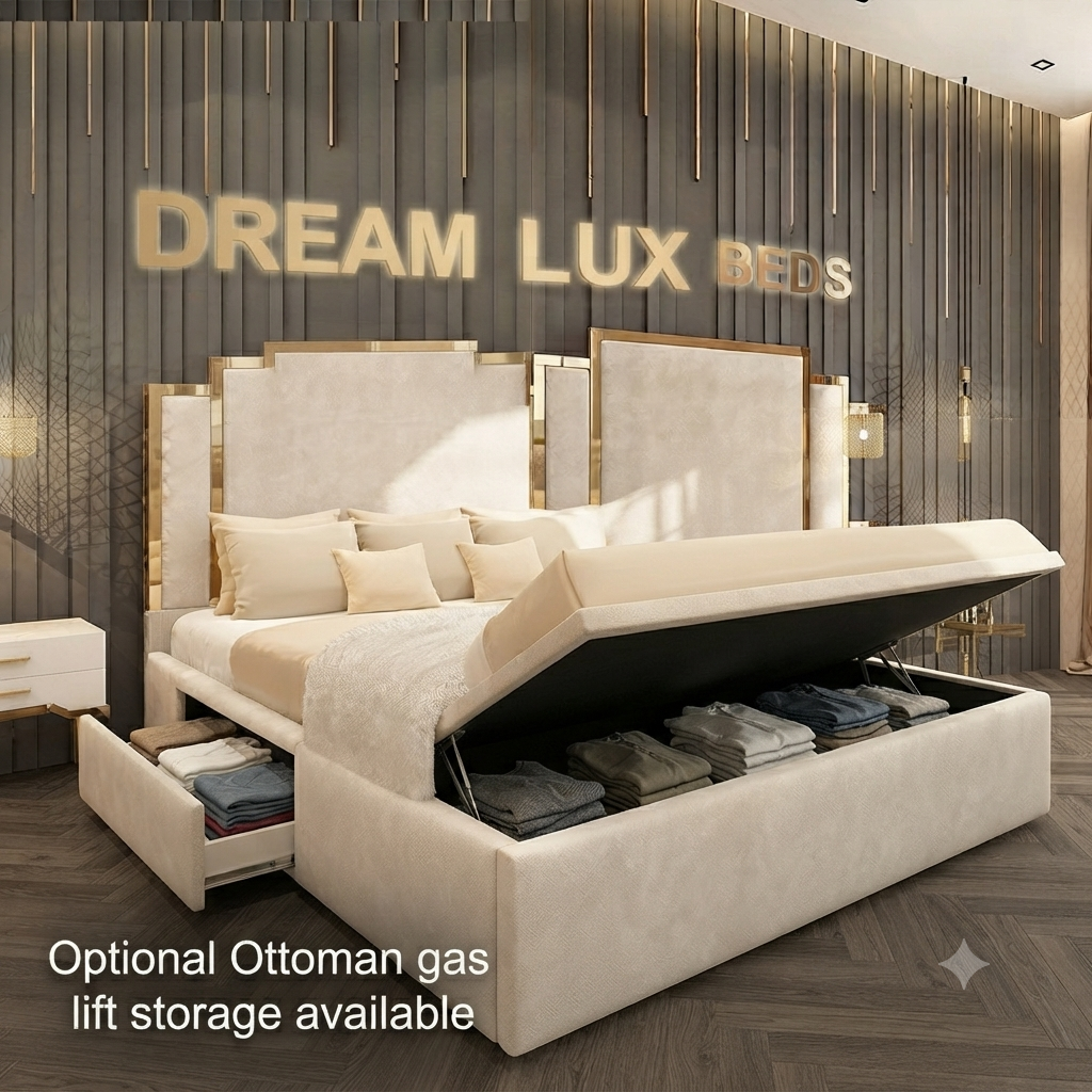 2026 Golden Crown Bed with Optional Ottoman Storage - Image 3