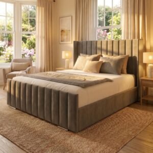 2026 Milan Wingback Bed with Optional Ottoman Storage
