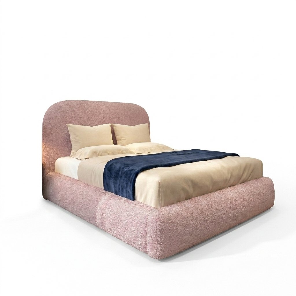 Hawaii Pink Bouclé Bed with Optional Ottoman Storage | DreamLuxbeds - Image 3