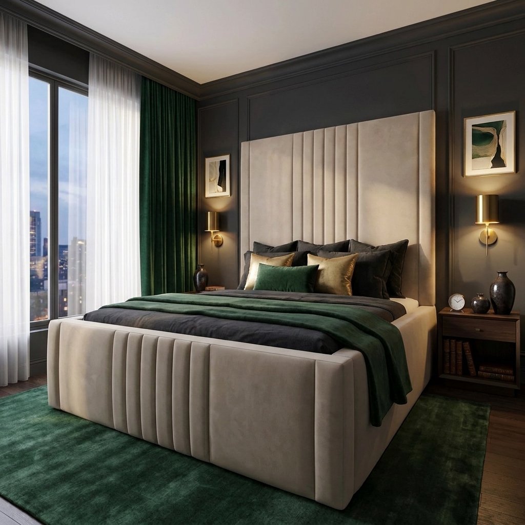 Las Vegas Luxury High Headboard Bed Frame (2-Piece Headboard) | DreamLuxbeds