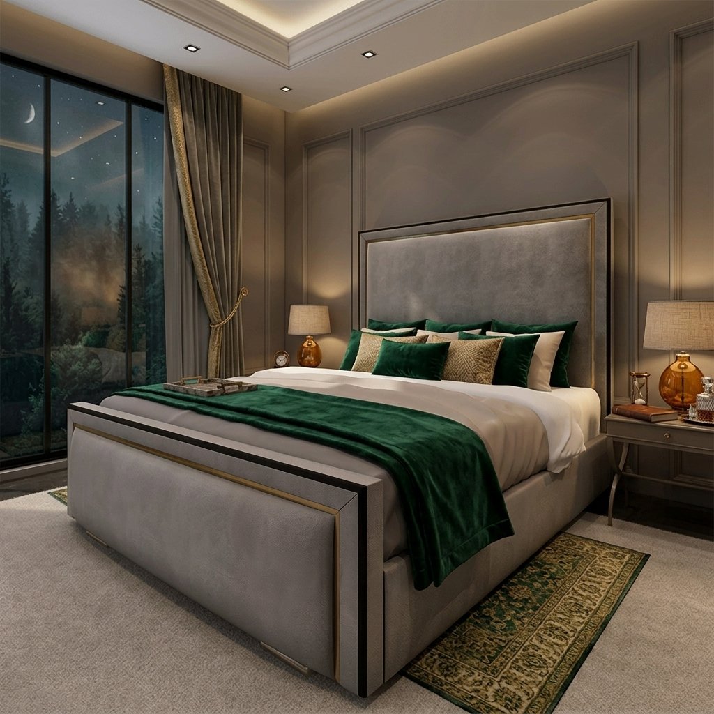 2026 Ibiza Linear Upholstered Bed with Black Lining | Dream Lux Beds