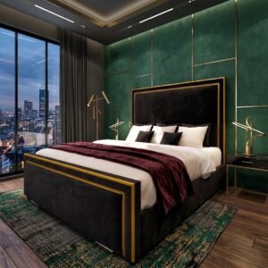 Dream Lux Beds – Golden Ibiza Linear Bed with Gold Fabric Lining