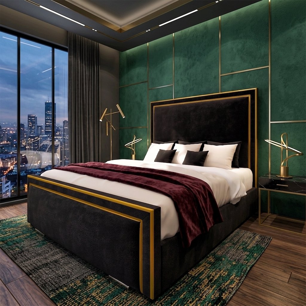 Dream Lux Beds – Golden Ibiza Linear Bed with Gold Fabric Lining