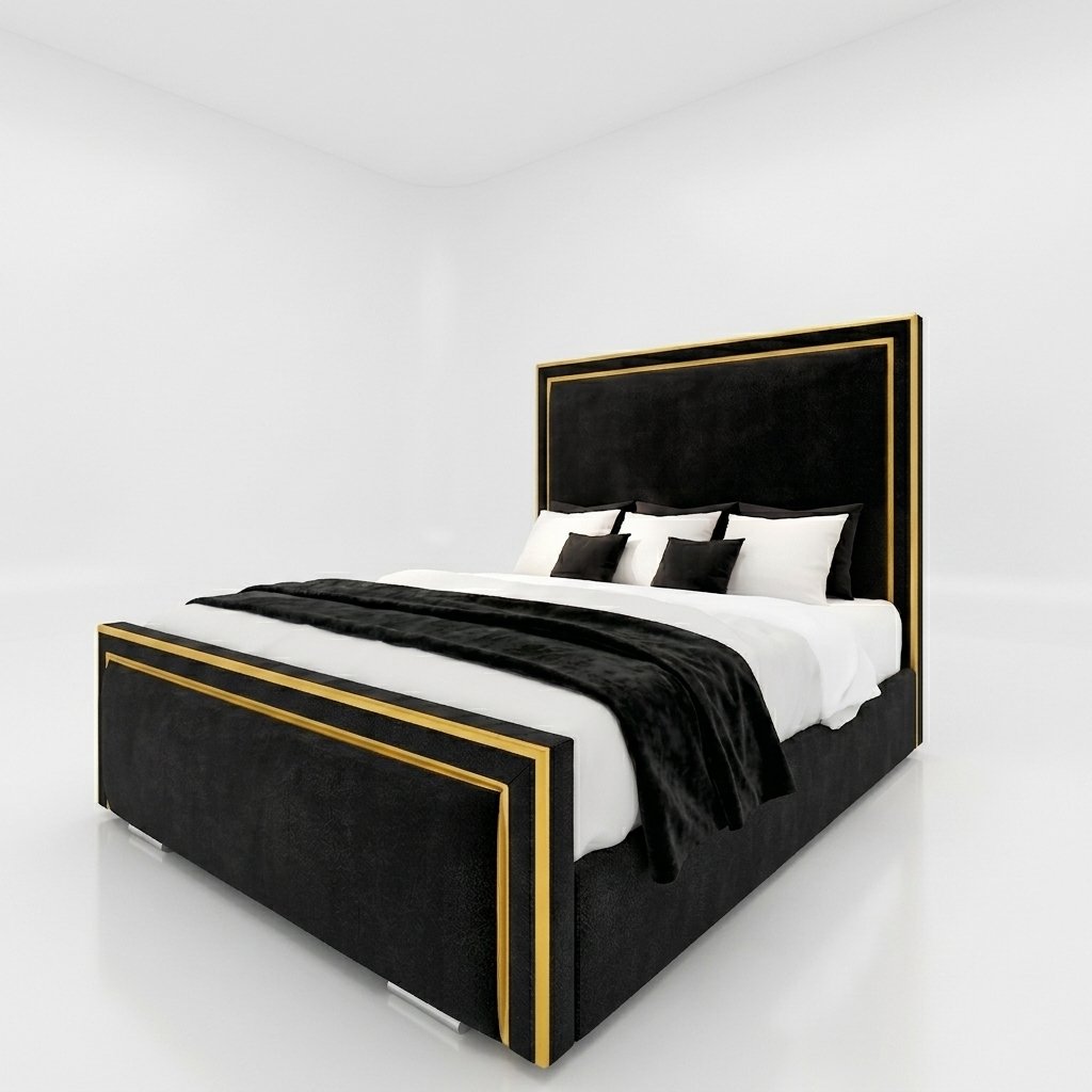 Dream Lux Beds – Golden Ibiza Linear Bed with Gold Fabric Lining - Image 3