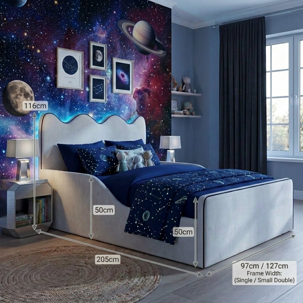 Little Castle Upholstered Kids Bed Frame with Built-in Safety Sides | DreamLuxBeds - Image 2
