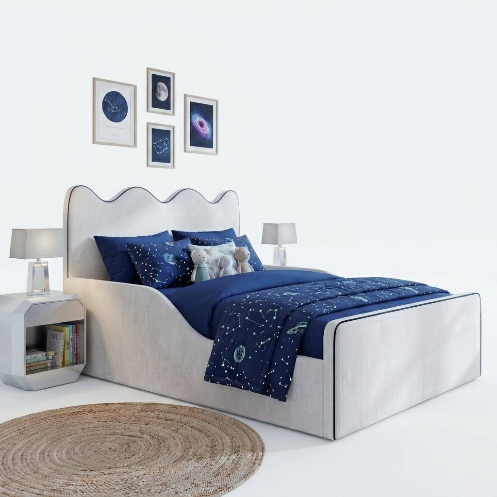 Little Castle Upholstered Kids Bed Frame with Built-in Safety Sides | DreamLuxBeds - Image 3